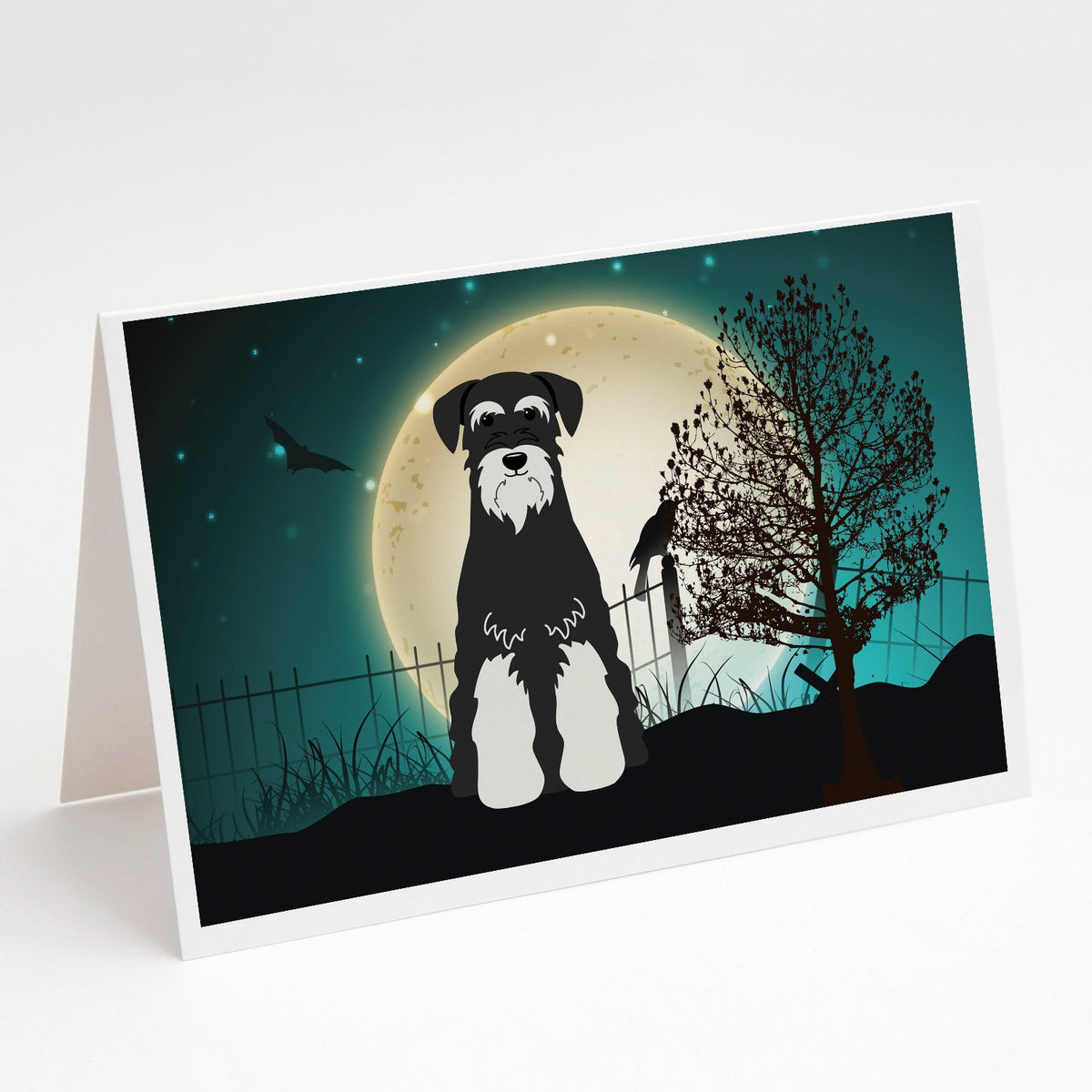 Buy this Halloween Scary Standard Schnauzer Salt and Pepper Greeting Cards and Envelopes Pack of 8