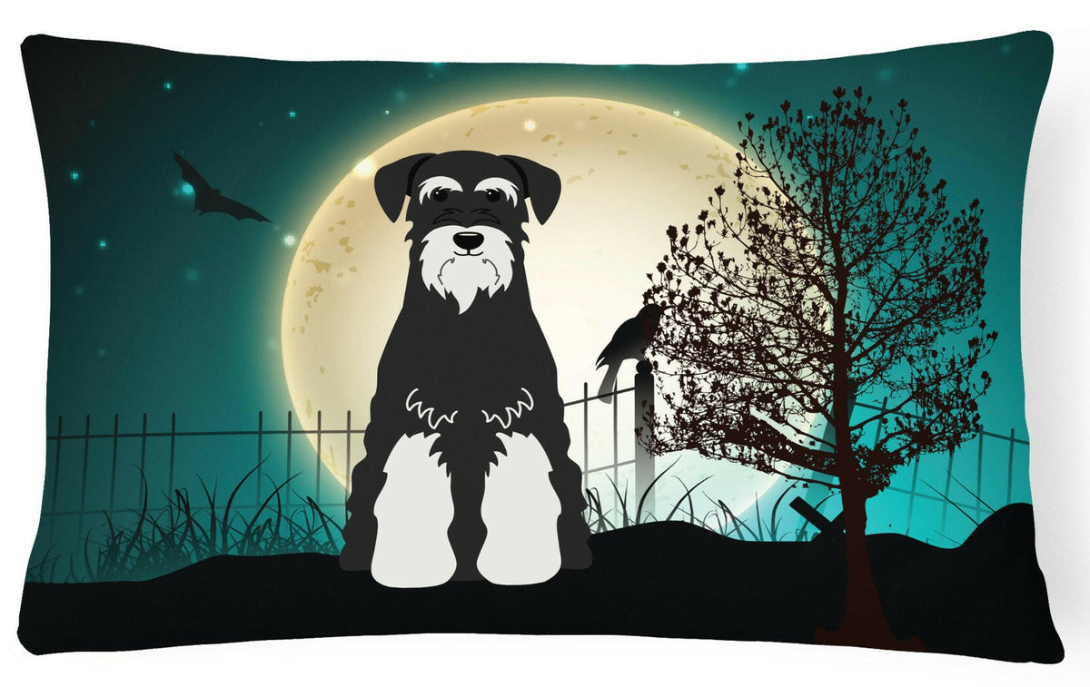 Halloween Scary Standard Schnauzer Salt and Pepper Canvas Fabric Decorative Pillow BB2223PW1216 by Caroline&#39;s Treasures