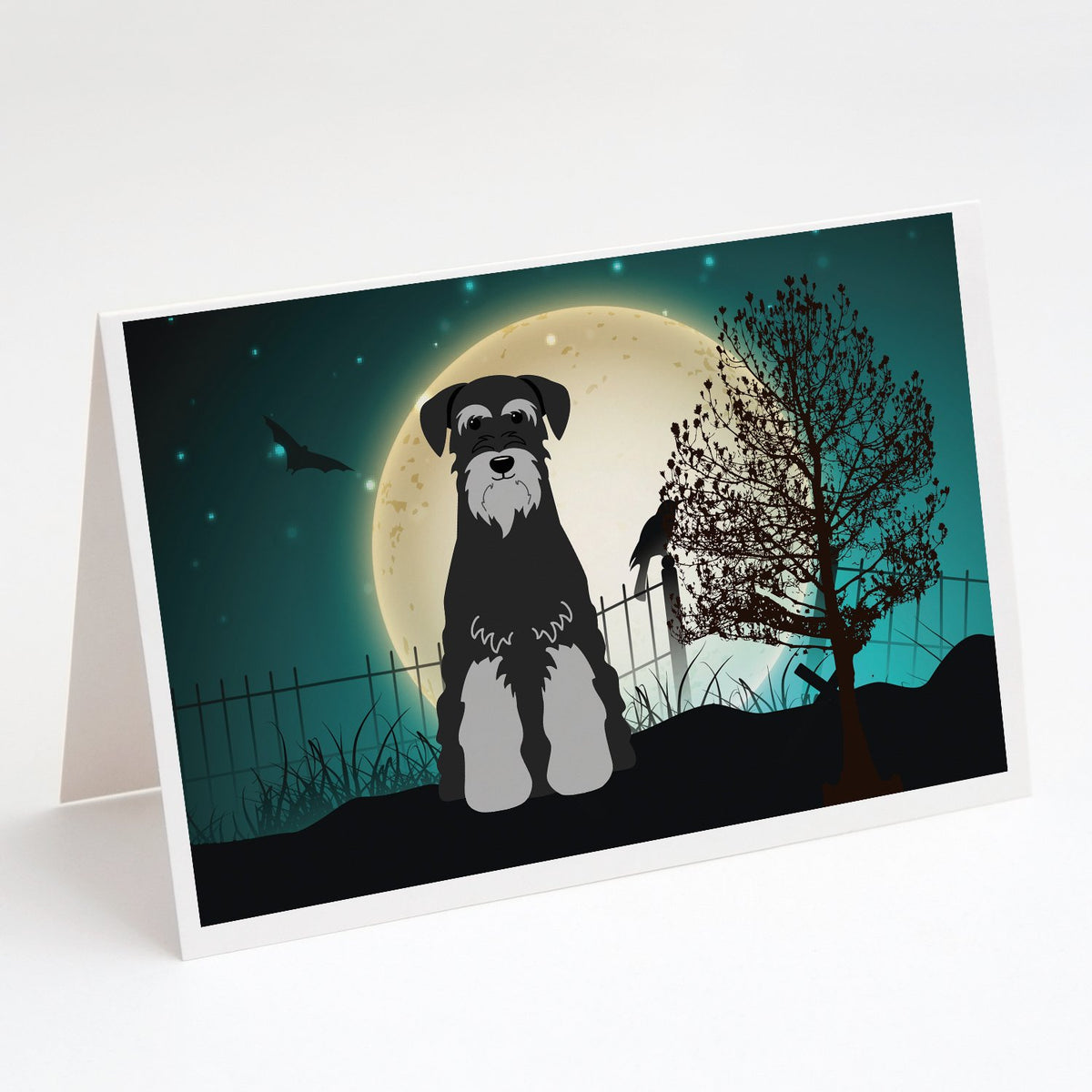 Buy this Halloween Scary Standard Schnauzer Black Grey Greeting Cards and Envelopes Pack of 8