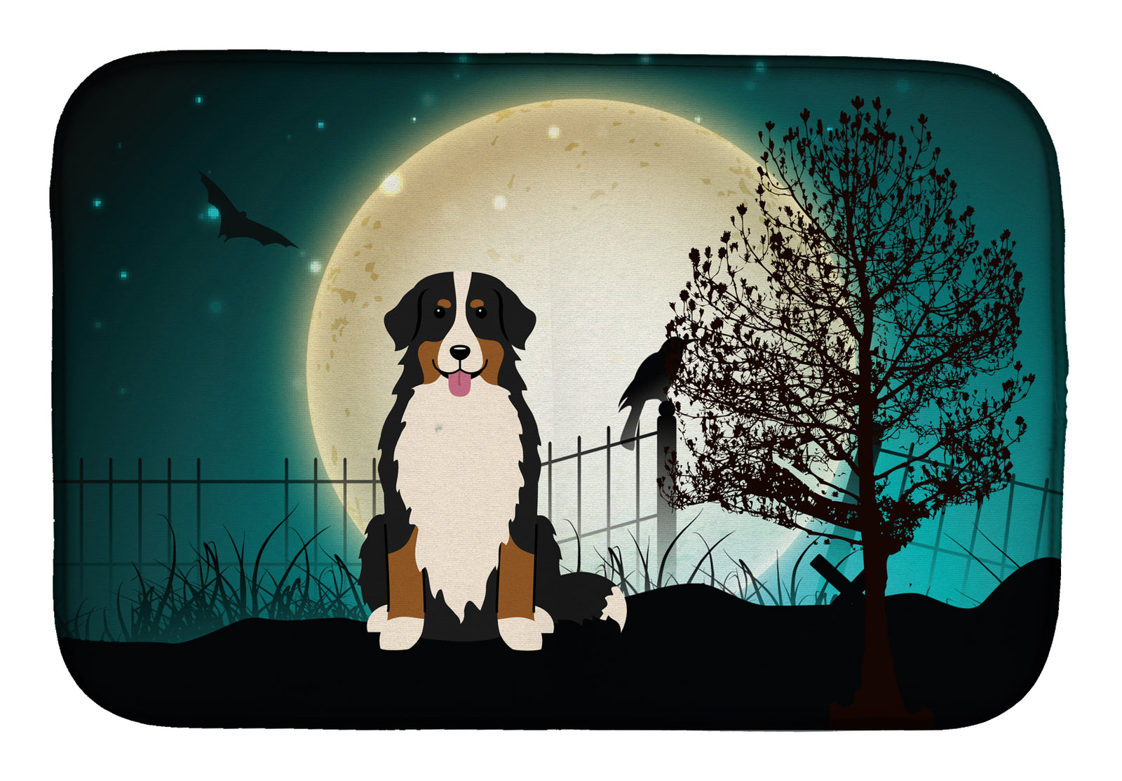 Halloween Scary Bernese Mountain Dog Dish Drying Mat BB2226DDM  the-store.com.