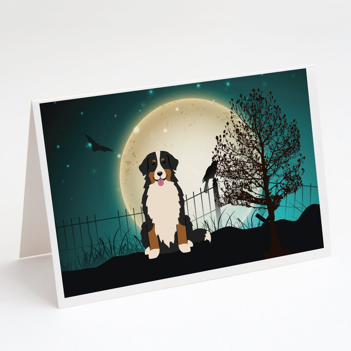 Buy this Halloween Scary Bernese Mountain Dog Greeting Cards and Envelopes Pack of 8