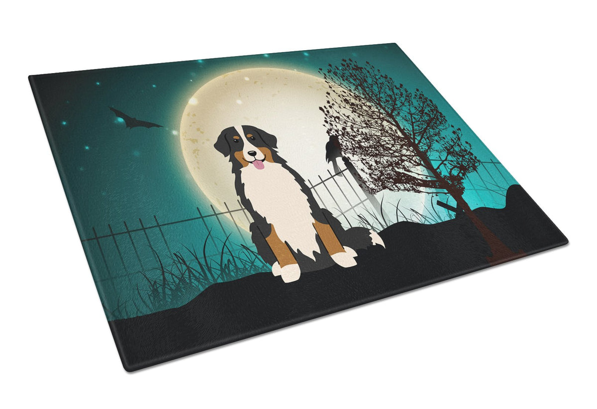 Caroline's Treasures Halloween Scary Bernese Mountain Dog Glass Cutting Boards – Durable, Decorative Kitchen Art Large BB2226LCB