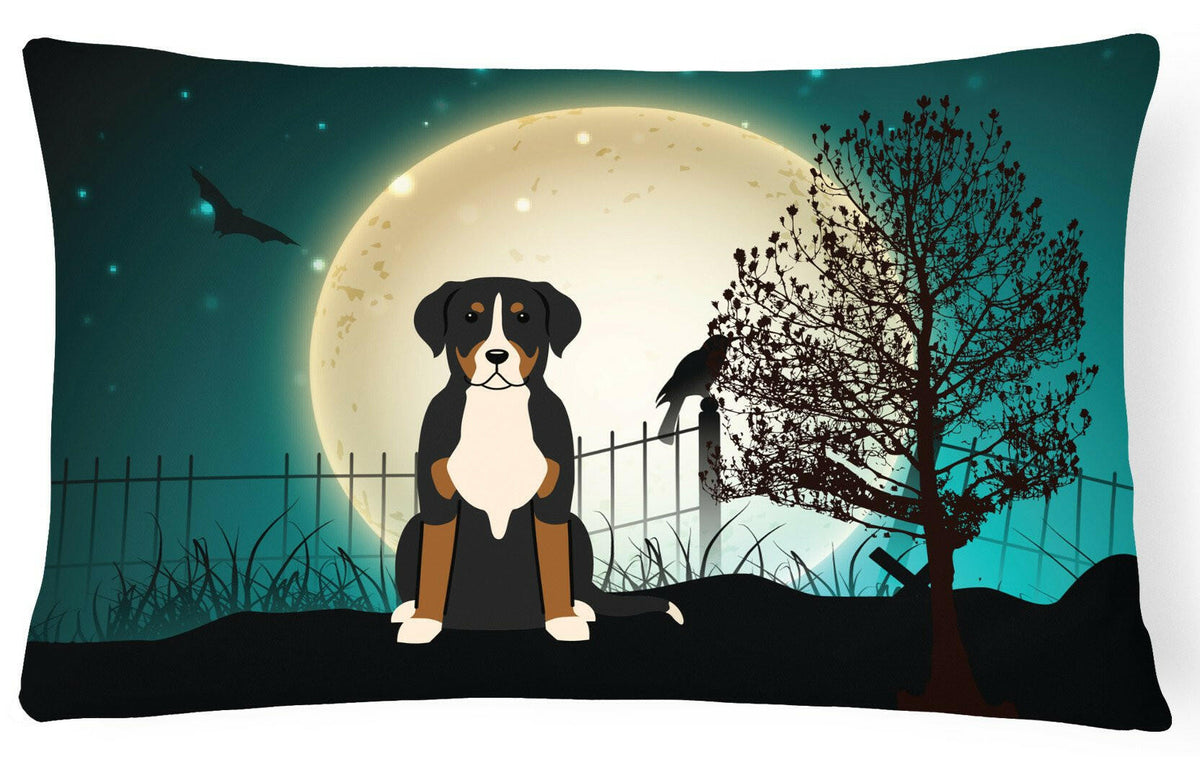 Halloween Scary Greater Swiss Mountain Dog Canvas Fabric Decorative Pillow BB2227PW1216 by Caroline&#39;s Treasures