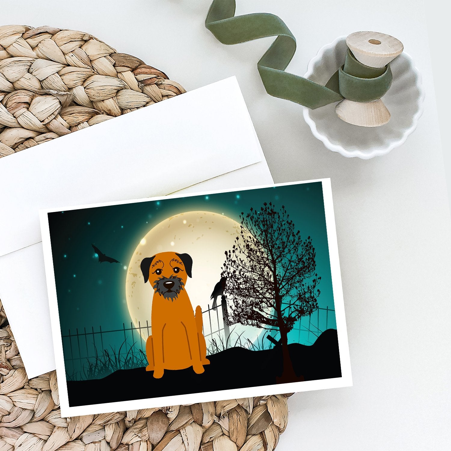 Halloween Scary Border Terrier Greeting Cards and Envelopes Pack of 8 - the-store.com