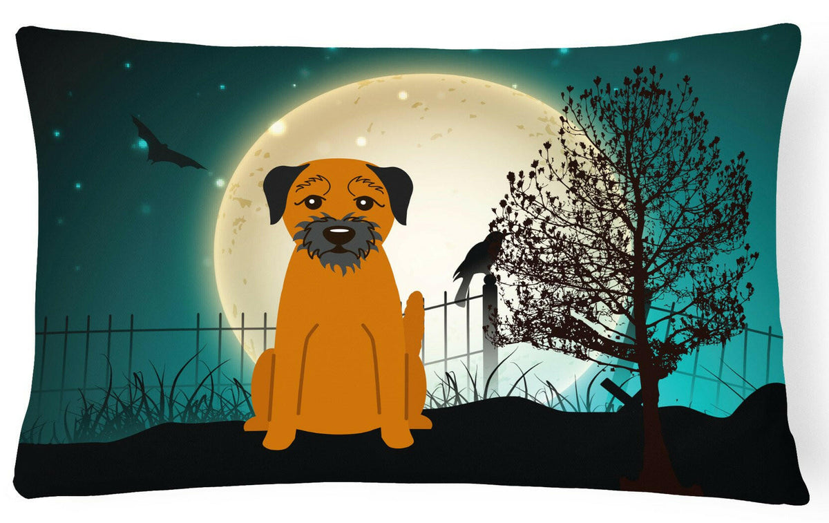 Halloween Scary Border Terrier Canvas Fabric Decorative Pillow BB2229PW1216 by Caroline&#39;s Treasures