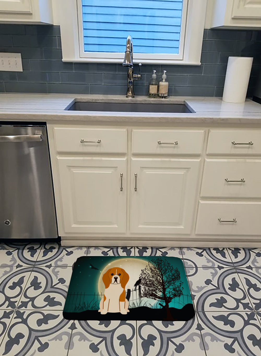 Halloween Scary Beagle Tricolor Machine Washable Memory Foam Mat BB2230RUG - the-store.com