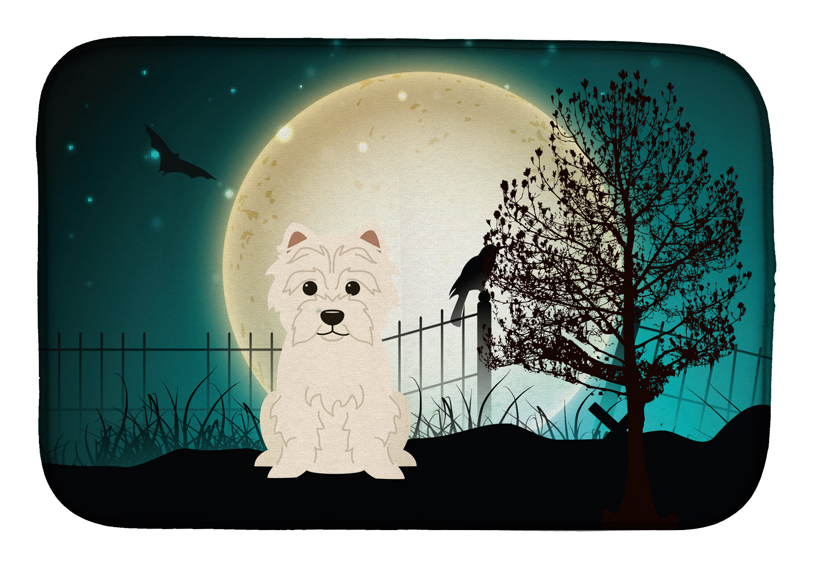 Halloween Scary Westie Dish Drying Mat BB2232DDM  the-store.com.