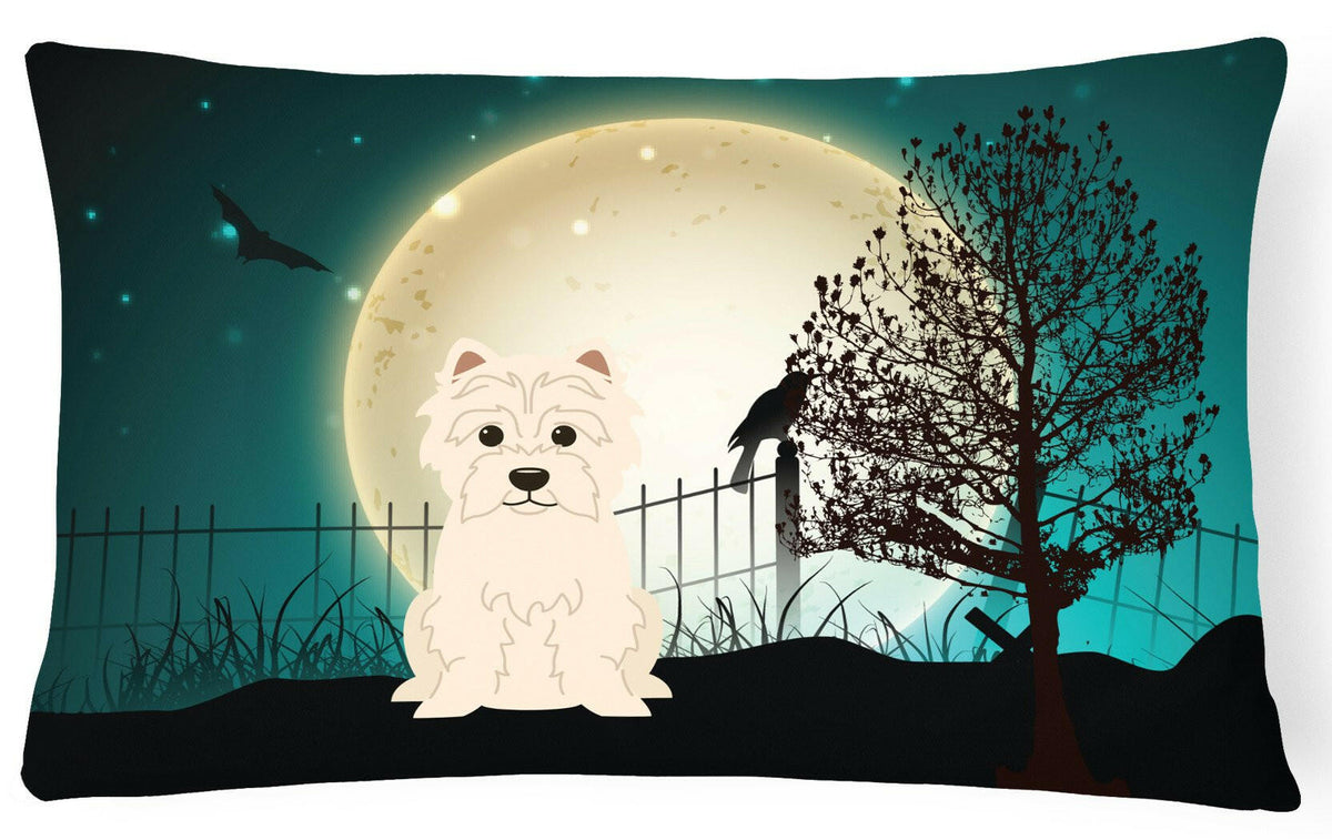 Halloween Scary Westie Canvas Fabric Decorative Pillow BB2232PW1216 by Caroline&#39;s Treasures