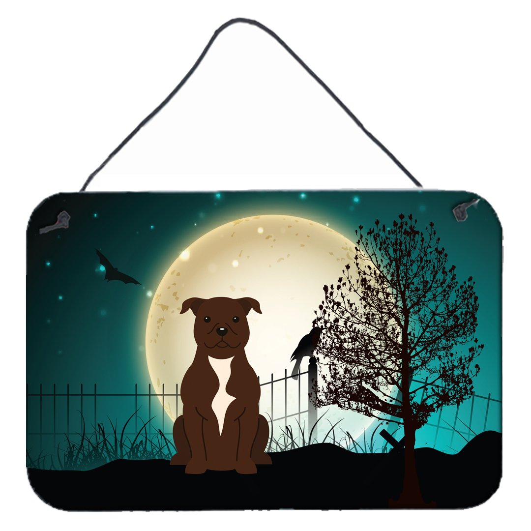 Halloween Scary Staffordshire Bull Terrier Chocolate Wall or Door Hanging Prints BB2238DS812 by Caroline&#39;s Treasures