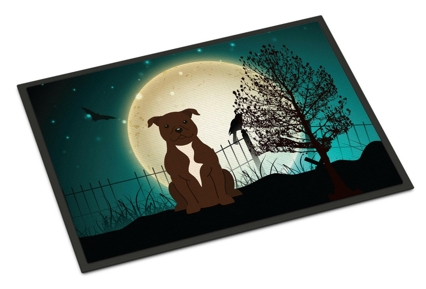 Halloween Scary Staffordshire Bull Terrier Chocolate Indoor or Outdoor Mat 24x36 BB2238JMAT - the-store.com
