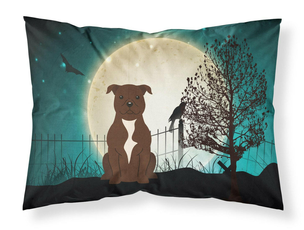 Halloween Scary Staffordshire Bull Terrier Chocolate Fabric Standard Pillowcase BB2238PILLOWCASE by Caroline&#39;s Treasures
