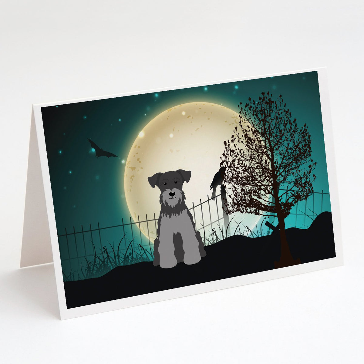 Buy this Halloween Scary Miniature Schnauzer Black Silver Greeting Cards and Envelopes Pack of 8