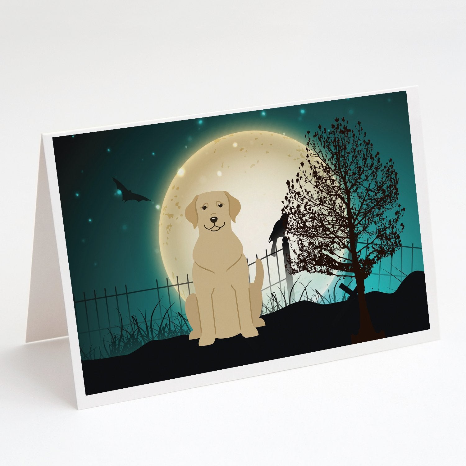 Buy this Halloween Scary Yellow Labrador Greeting Cards and Envelopes Pack of 8