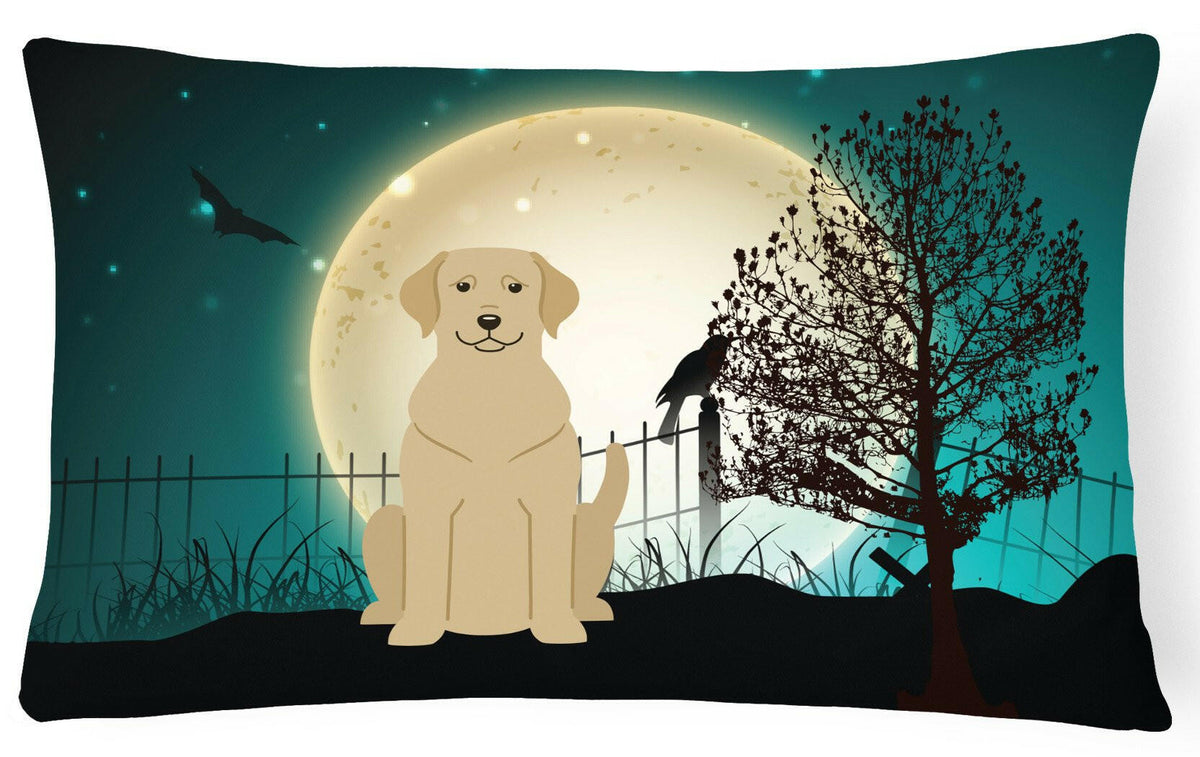 Halloween Scary Yellow Labrador Canvas Fabric Decorative Pillow BB2245PW1216 by Caroline&#39;s Treasures