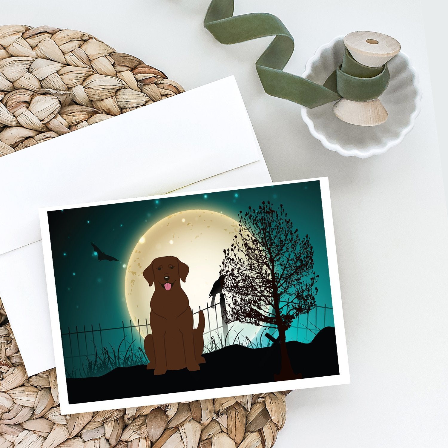 Halloween Scary Chocolate Labrador Greeting Cards and Envelopes Pack of 8 - the-store.com