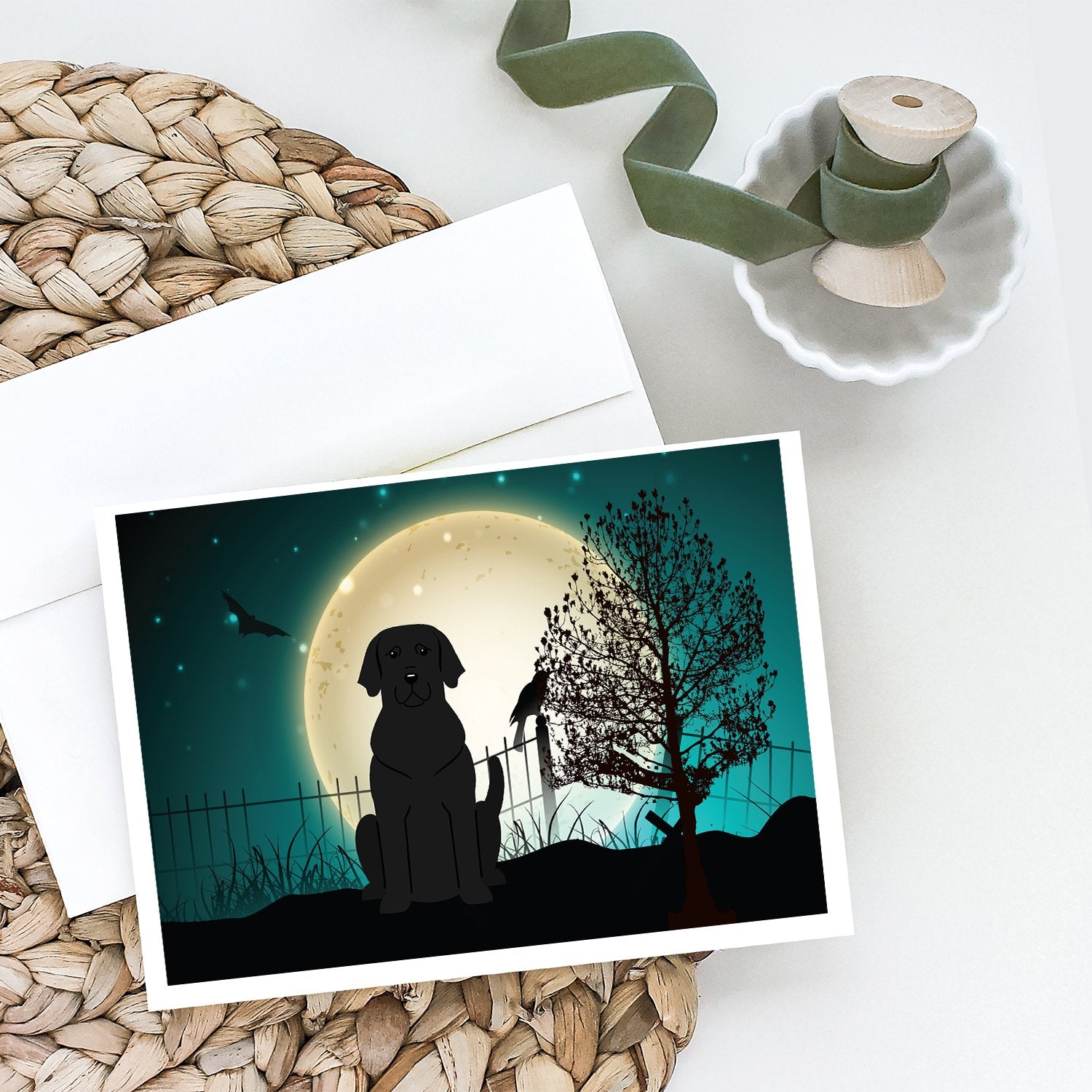 Halloween Scary Black Labrador Greeting Cards and Envelopes Pack of 8 - the-store.com