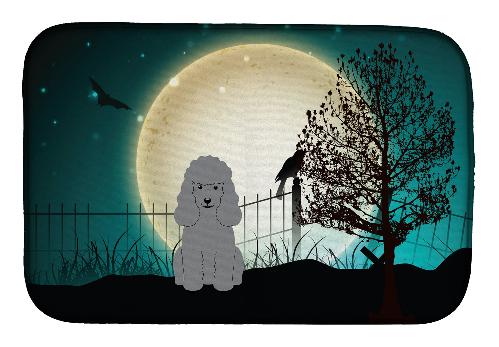 Halloween Scary Poodle Silver Dish Drying Mat BB2258DDM