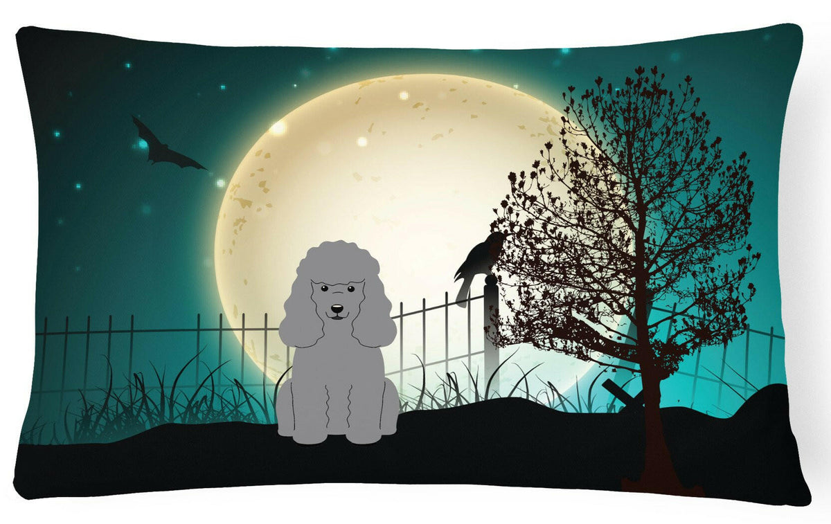Halloween Scary Poodle Silver Canvas Fabric Decorative Pillow BB2258PW1216 by Caroline&#39;s Treasures
