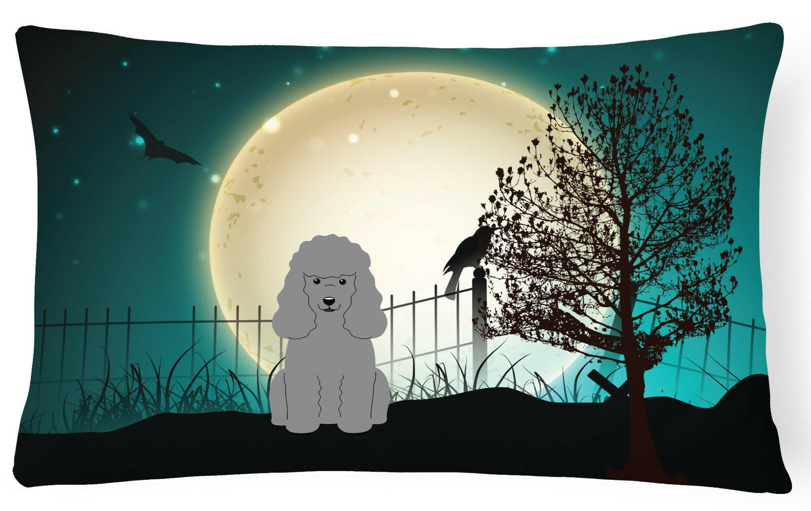 Halloween Scary Poodle Silver Canvas Fabric Decorative Pillow BB2258PW1216 by Caroline's Treasures