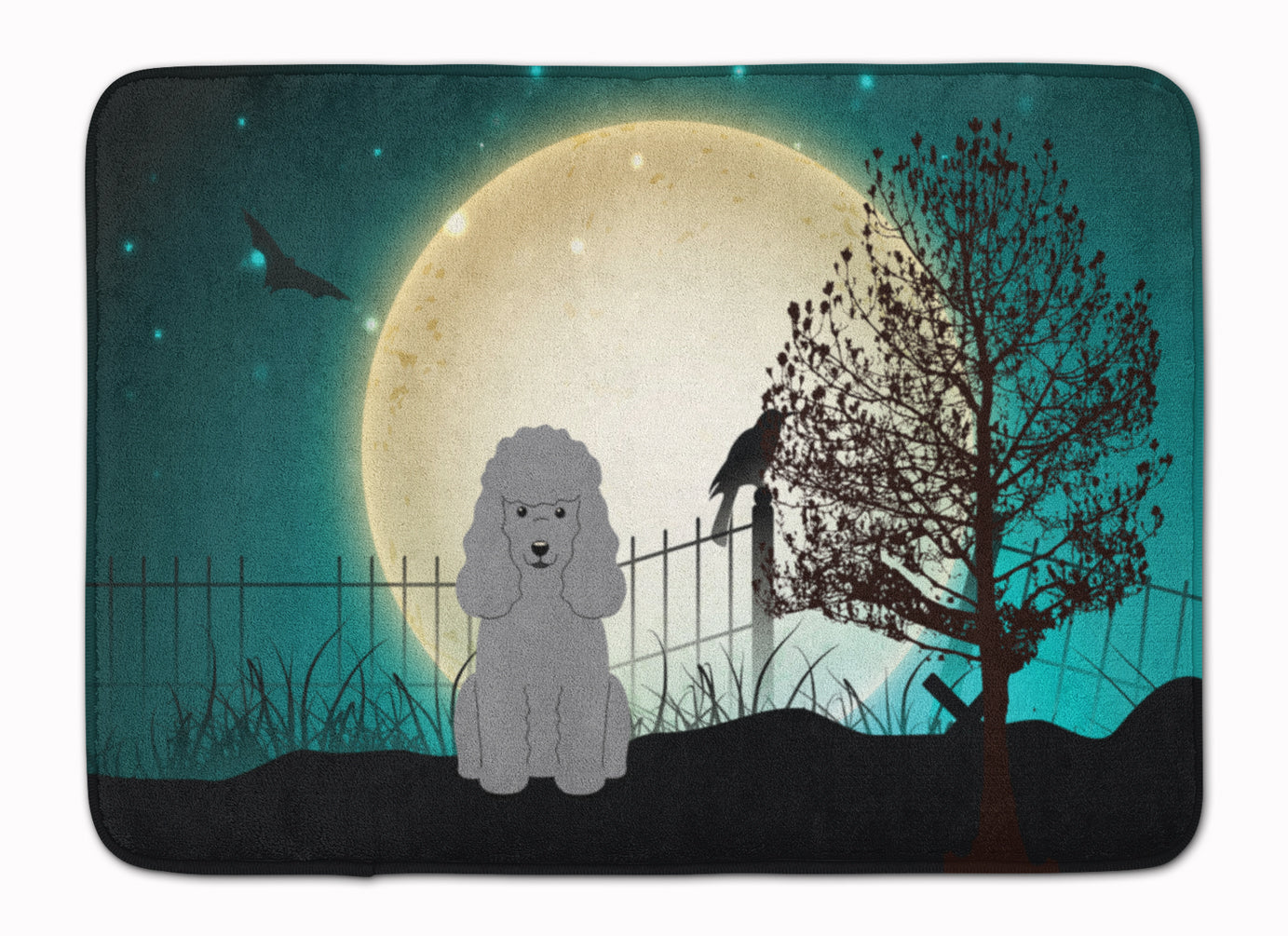 Halloween Scary Poodle Silver Machine Washable Memory Foam Mat BB2258RUG - the-store.com