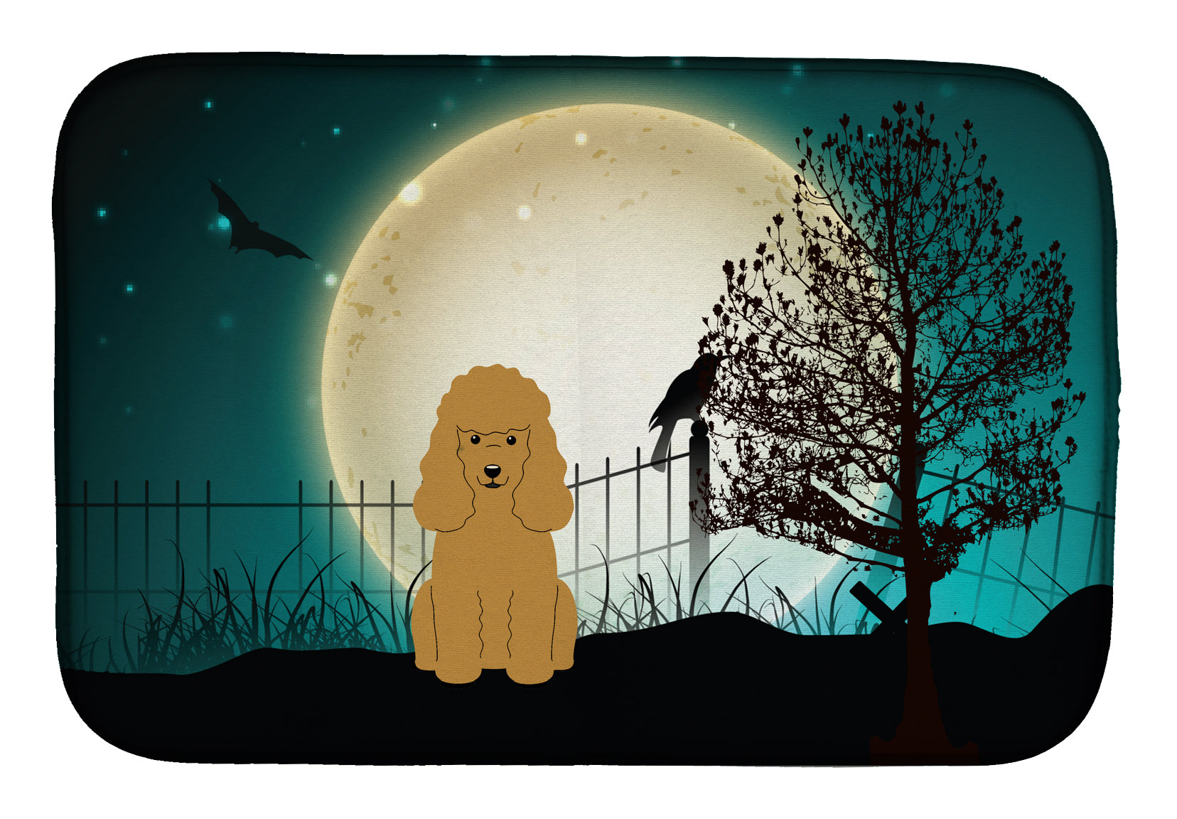 Halloween Scary Poodle Tan Dish Drying Mat BB2259DDM