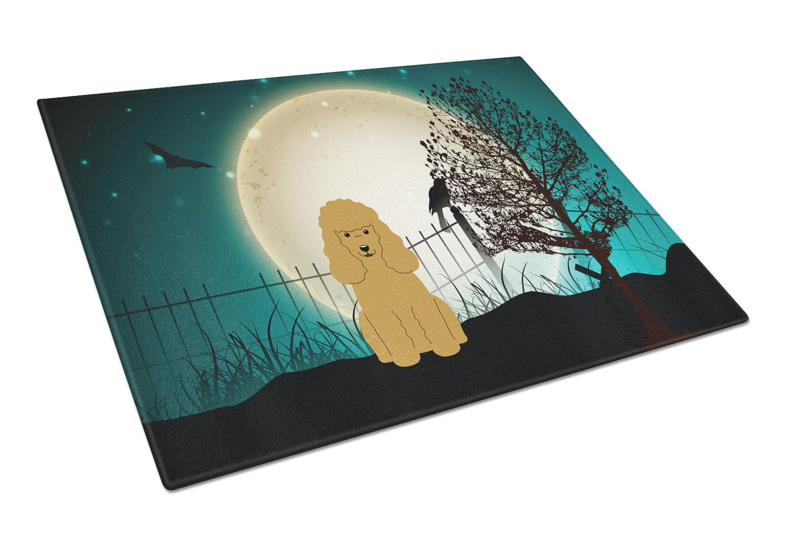 Halloween Scary Poodle Tan Glass Cutting Board Large BB2259LCB by Caroline's Treasures