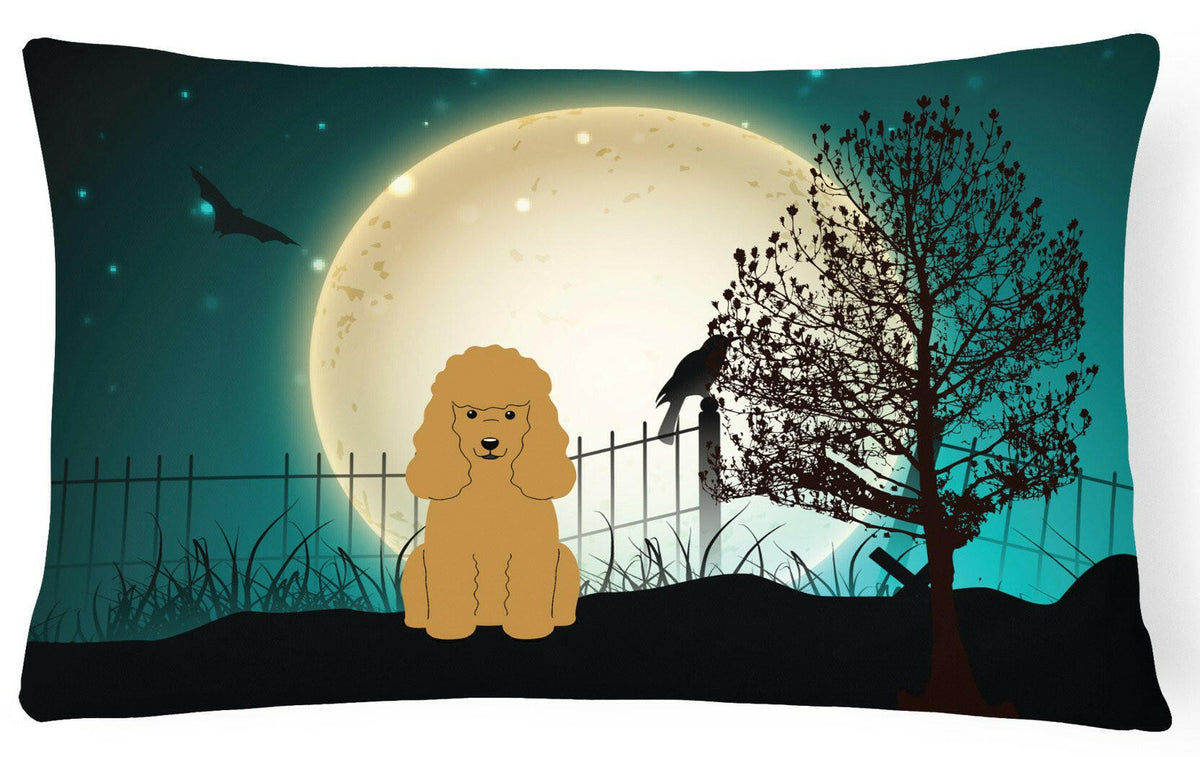 Halloween Scary Poodle Tan Canvas Fabric Decorative Pillow BB2259PW1216 by Caroline&#39;s Treasures