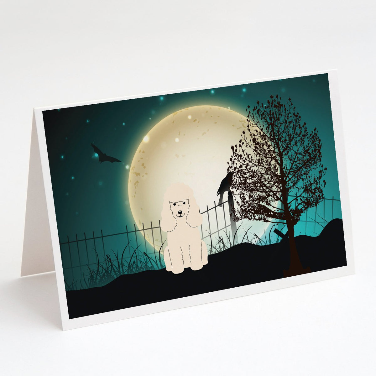 Buy this Halloween Scary Poodle White Greeting Cards and Envelopes Pack of 8