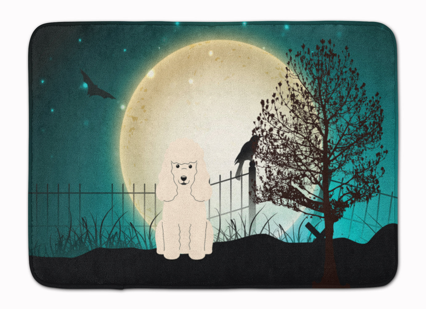 Halloween Scary Poodle White Machine Washable Memory Foam Mat BB2260RUG - the-store.com