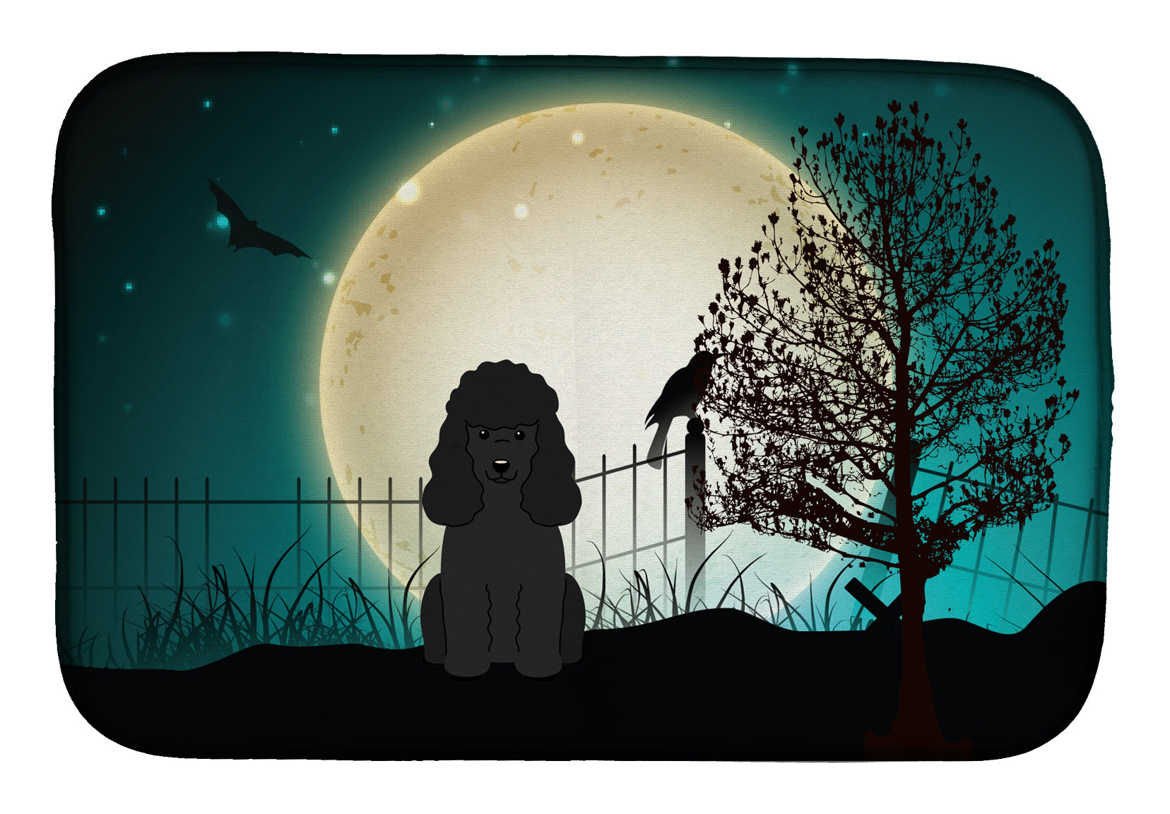 Halloween Scary Poodle Black Dish Drying Mat BB2261DDM  the-store.com.