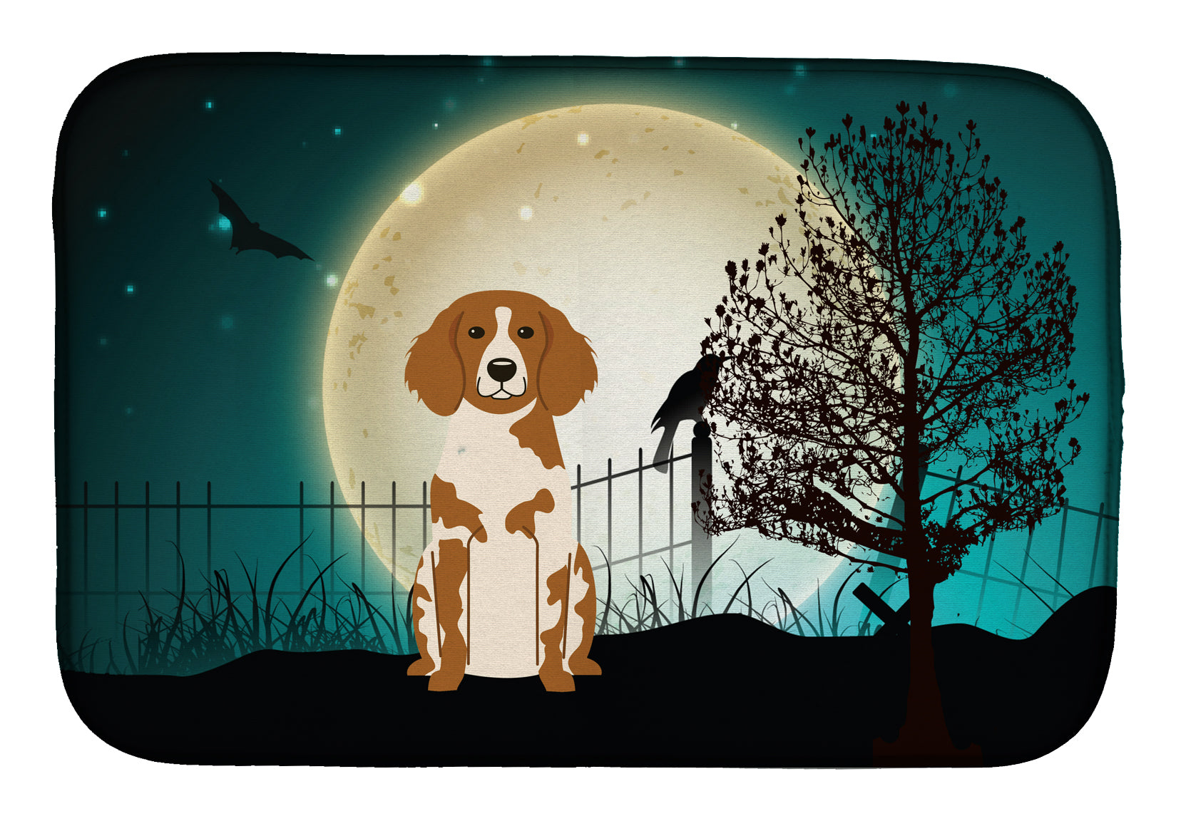 Halloween Scary Brittany Spaniel Dish Drying Mat BB2262DDM  the-store.com.