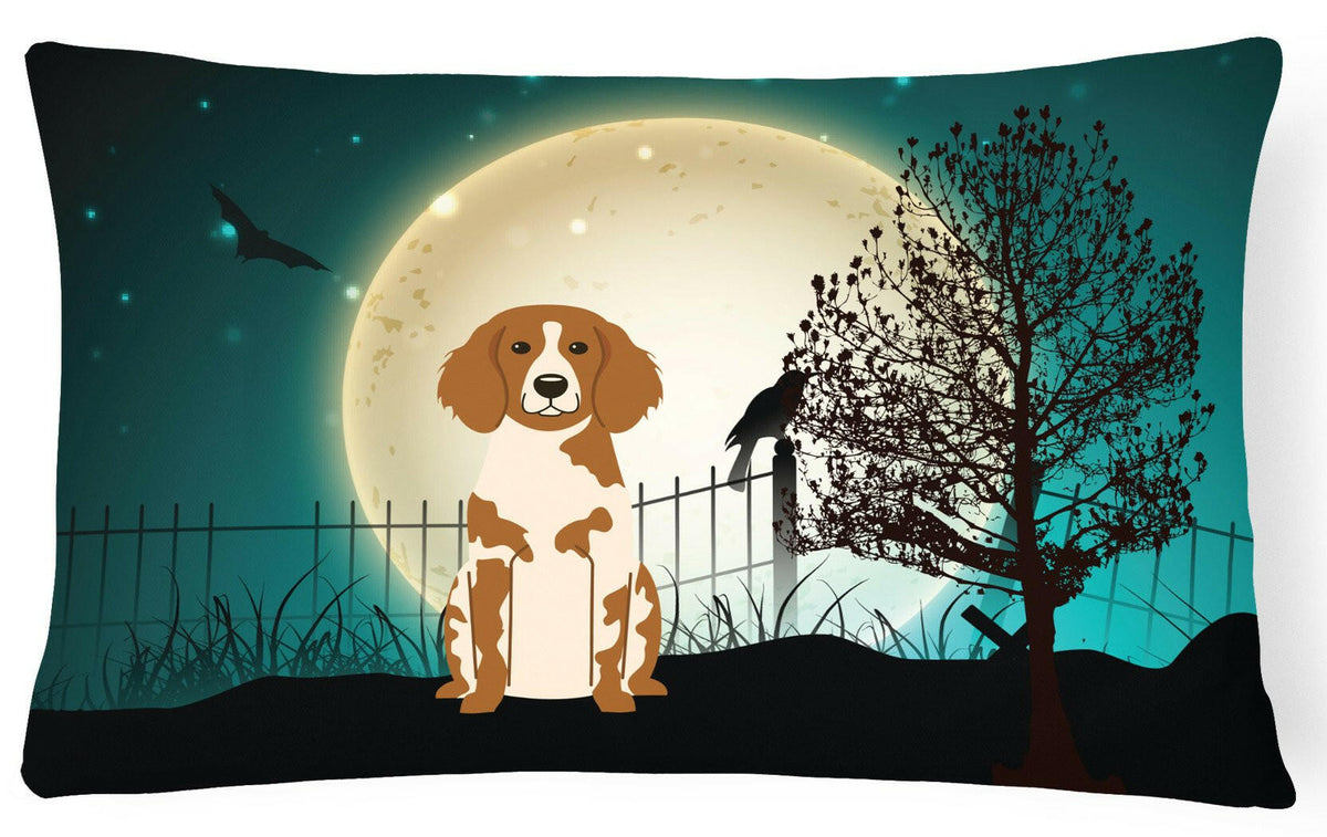 Halloween Scary Brittany Spaniel Canvas Fabric Decorative Pillow BB2262PW1216 by Caroline&#39;s Treasures