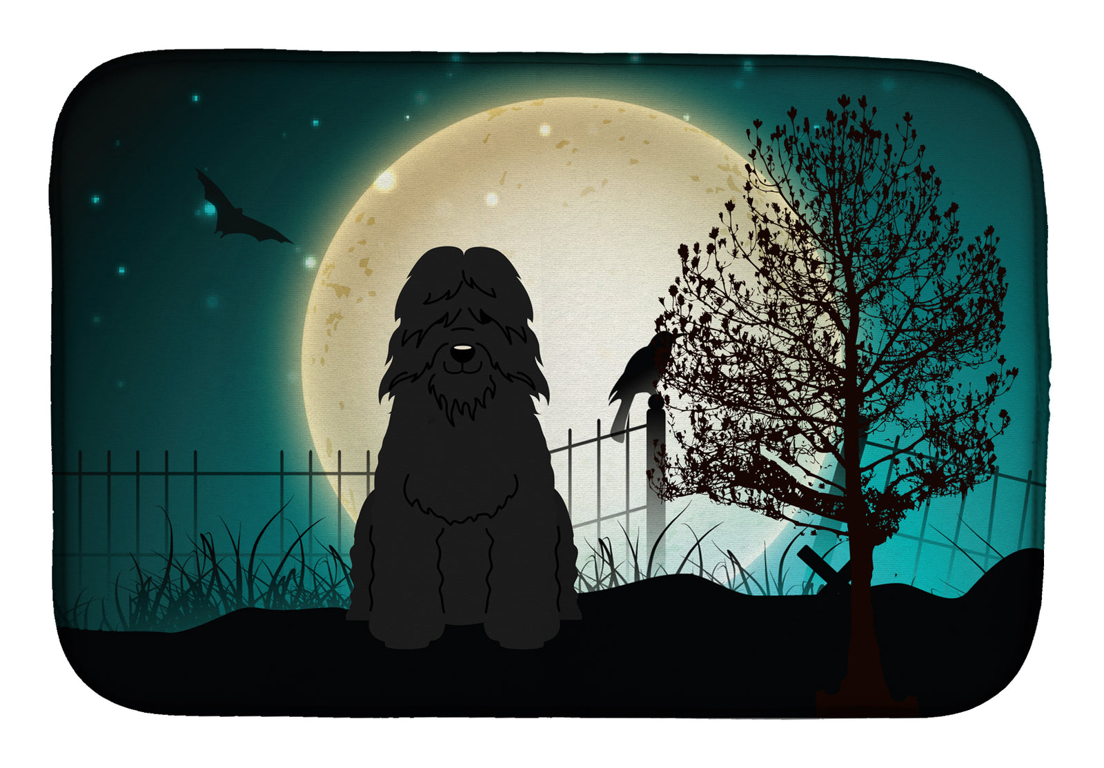 Halloween Scary Bouvier des Flandres Dish Drying Mat BB2264DDM  the-store.com.