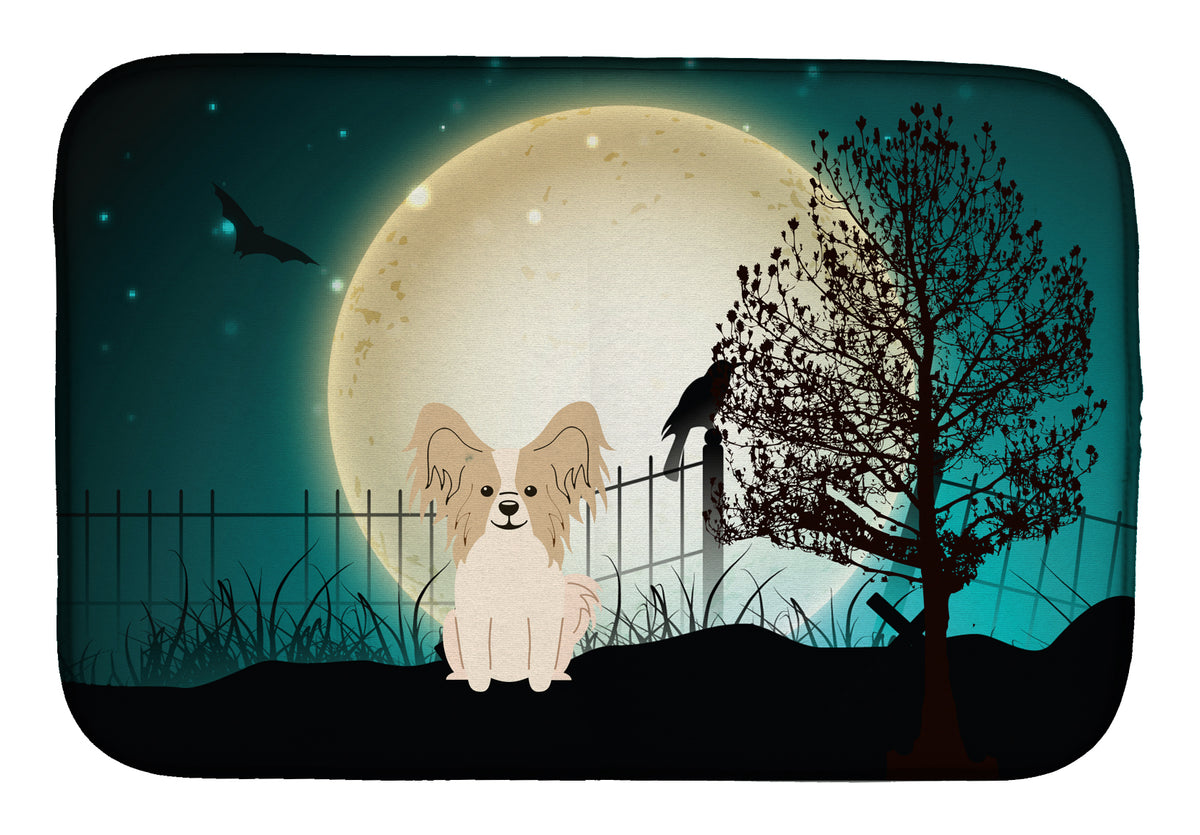 Halloween Scary Papillon Sable White Dish Drying Mat BB2267DDM