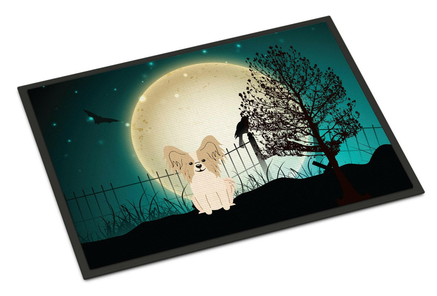 Halloween Scary Papillon Sable White Indoor or Outdoor Mat 24x36 BB2267JMAT - the-store.com
