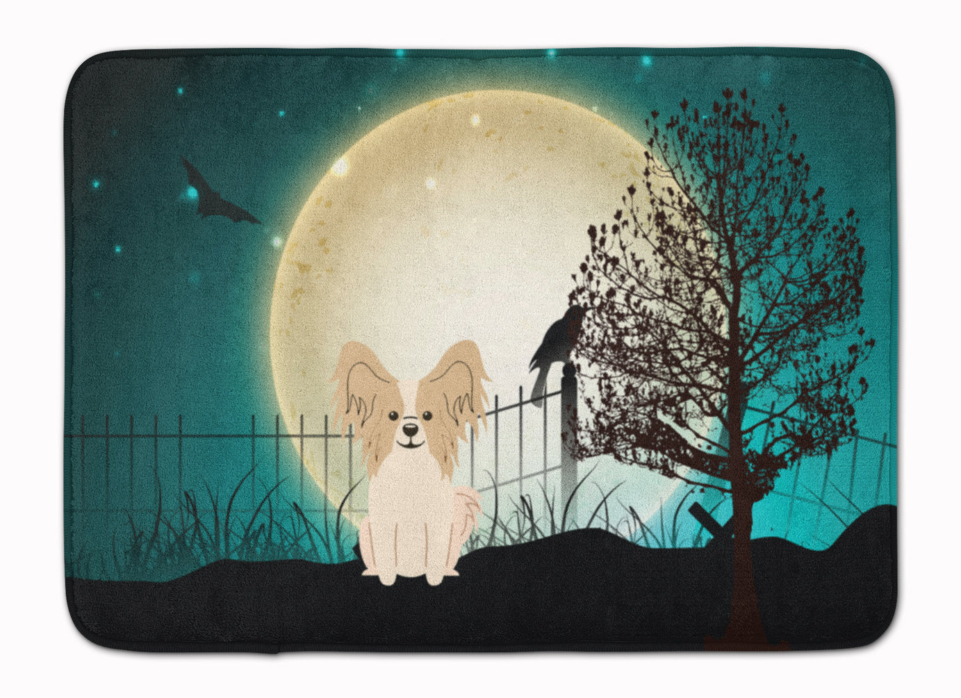 Halloween Scary Papillon Sable White Machine Washable Memory Foam Mat BB2267RUG - the-store.com