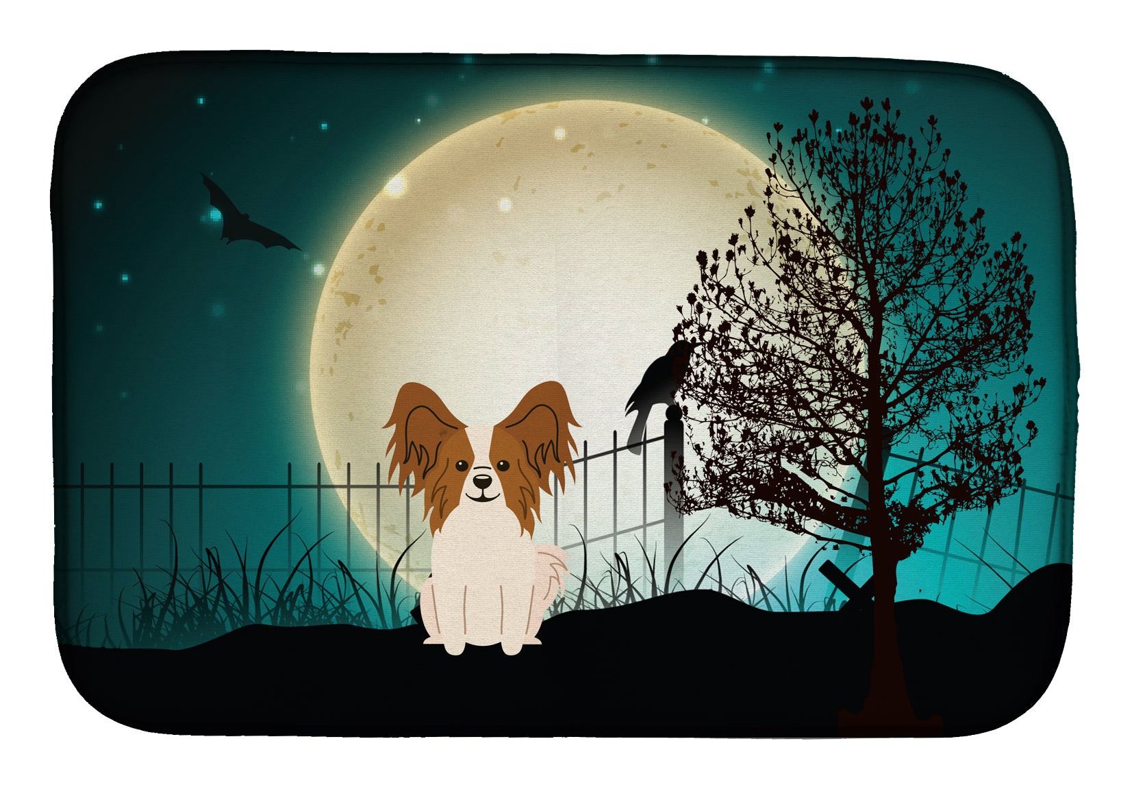 Halloween Scary Papillon Red White Dish Drying Mat BB2268DDM  the-store.com.