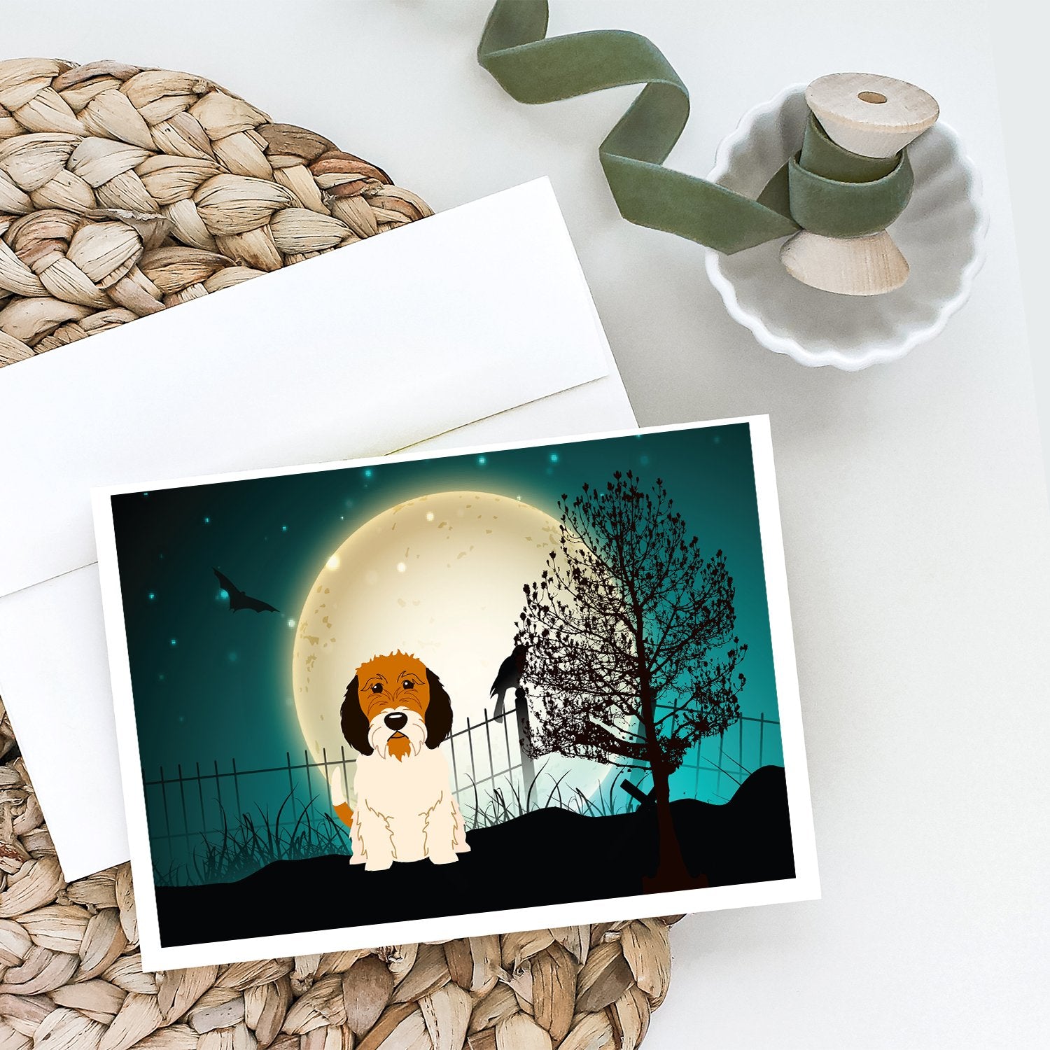 Halloween Scary Petit Basset Griffon Veenden Greeting Cards and Envelopes Pack of 8 - the-store.com