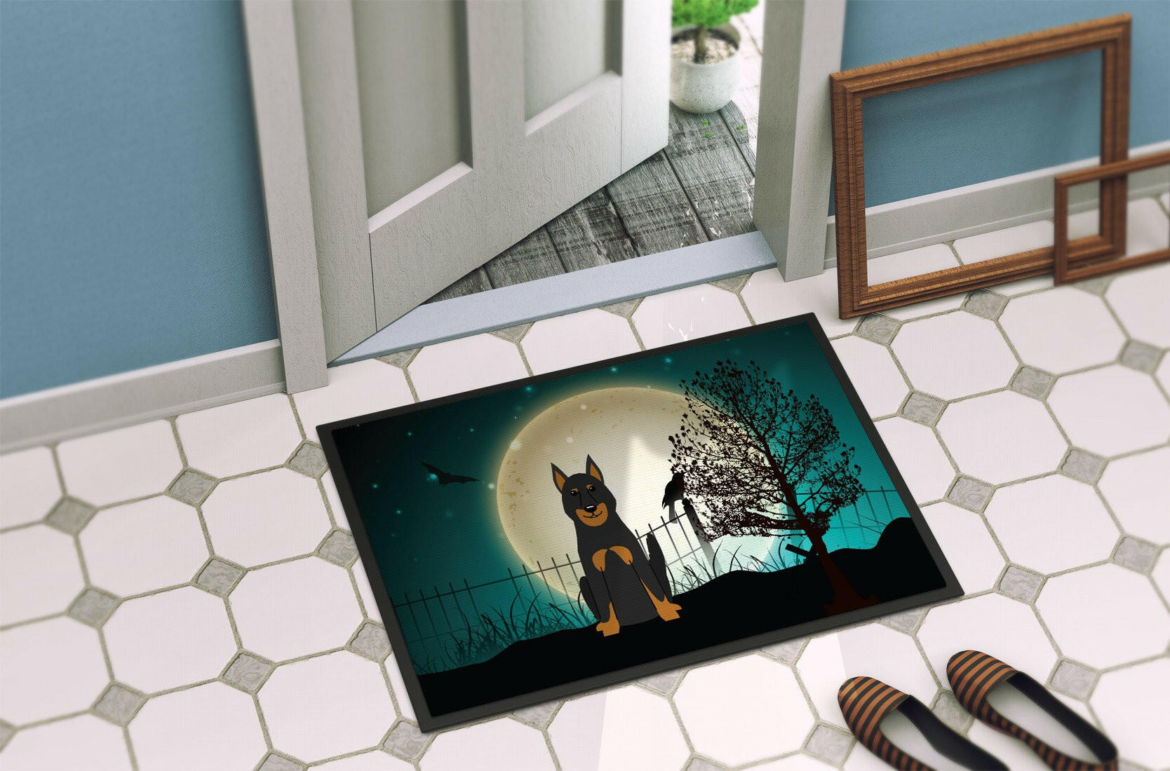Halloween Scary Beauce Shepherd Dog Indoor or Outdoor Mat 24x36 BB2270JMAT - the-store.com