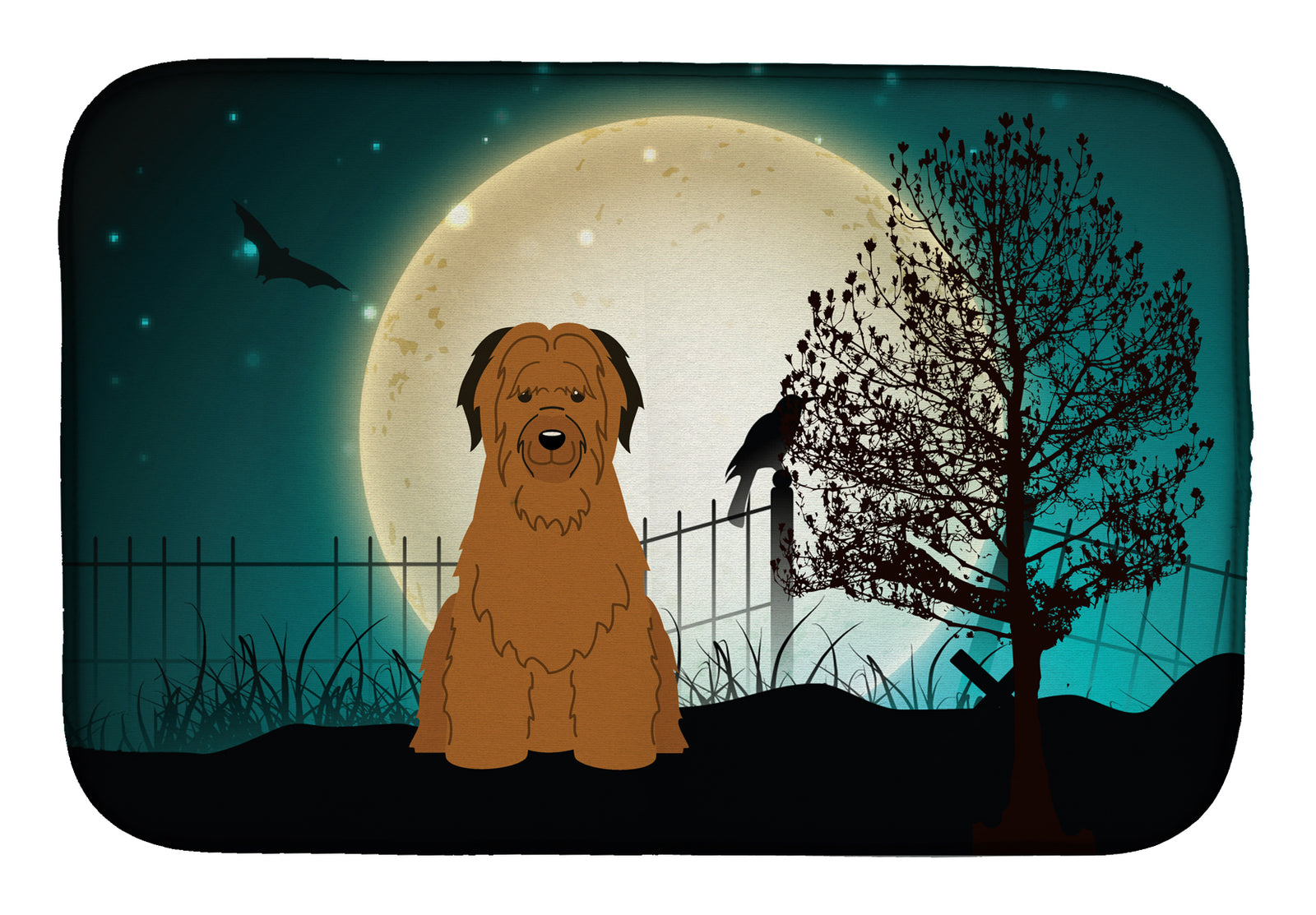 Halloween Scary Briard Brown Dish Drying Mat BB2272DDM  the-store.com.