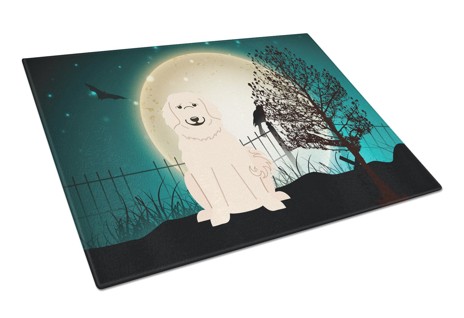 Halloween Scary Great Pyrenese Glass Cutting Board Large BB2273LCB by Caroline's Treasures