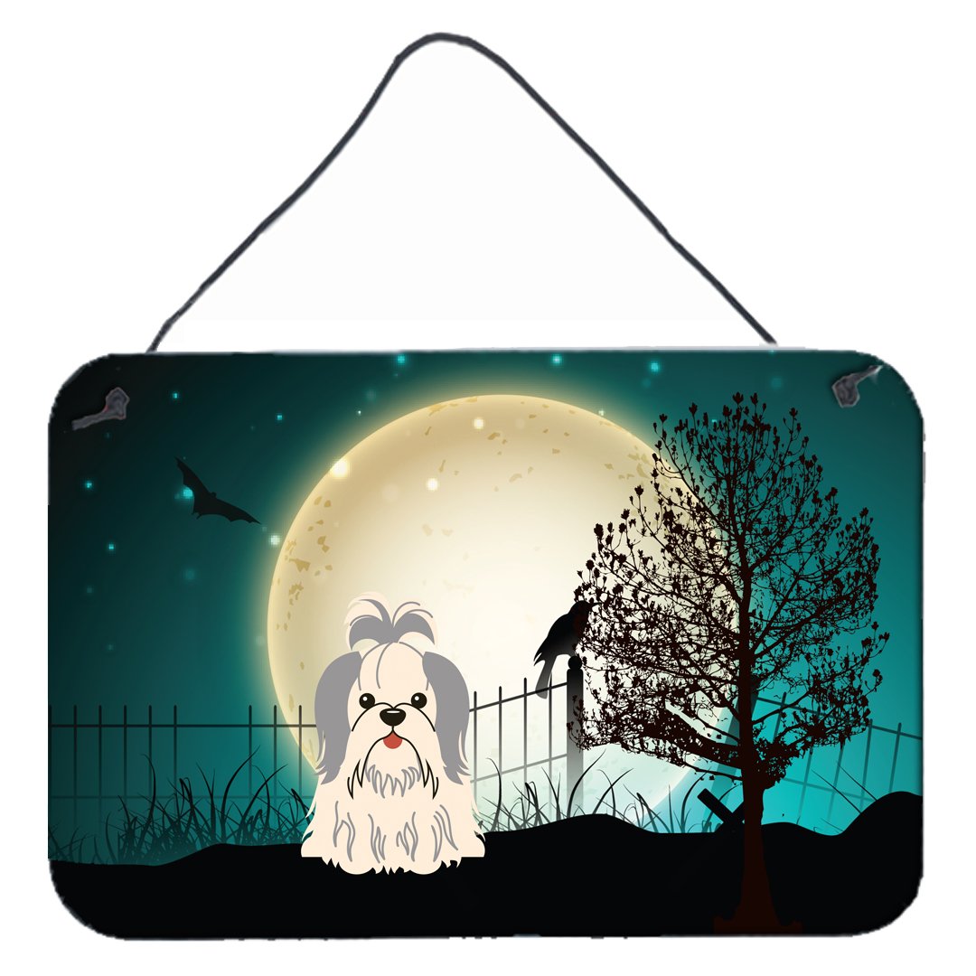 Halloween Scary Shih Tzu Silver White Wall or Door Hanging Prints BB2275DS812 by Caroline's Treasures