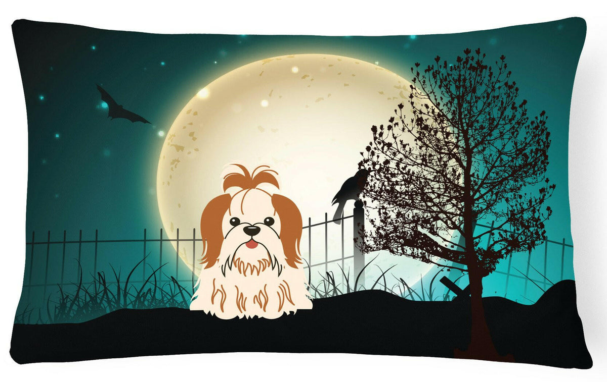 Halloween Scary Shih Tzu Red White Canvas Fabric Decorative Pillow BB2277PW1216 by Caroline&#39;s Treasures