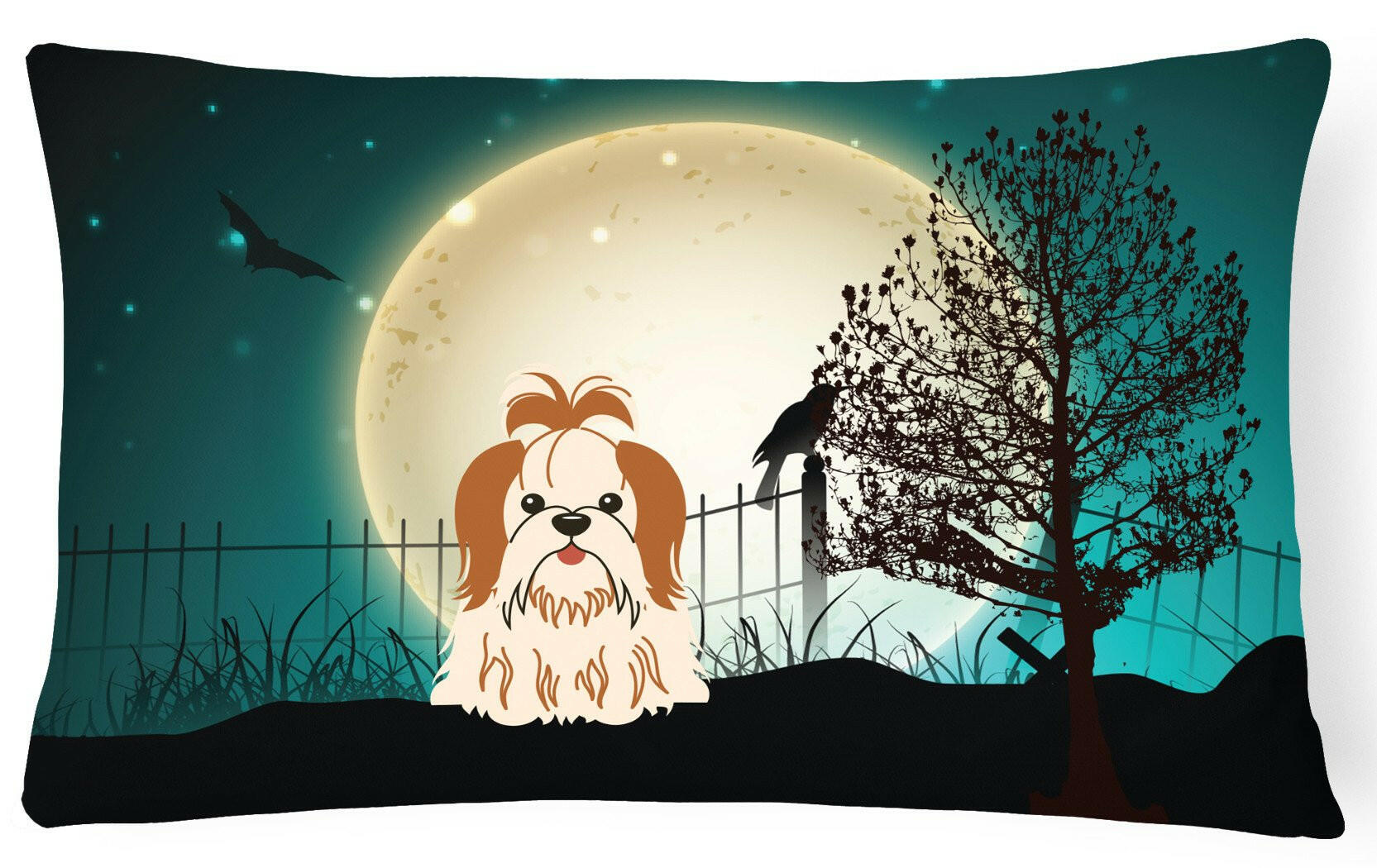 Halloween Scary Shih Tzu Red White Canvas Fabric Decorative Pillow BB2277PW1216 by Caroline's Treasures