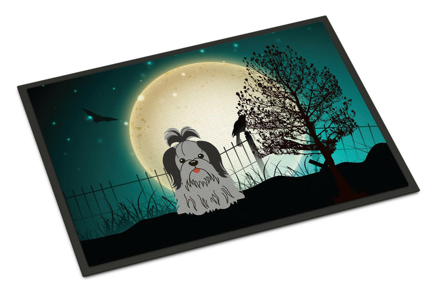 Halloween Scary Shih Tzu Black Silver Indoor or Outdoor Mat 18x27 BB2279MAT - the-store.com