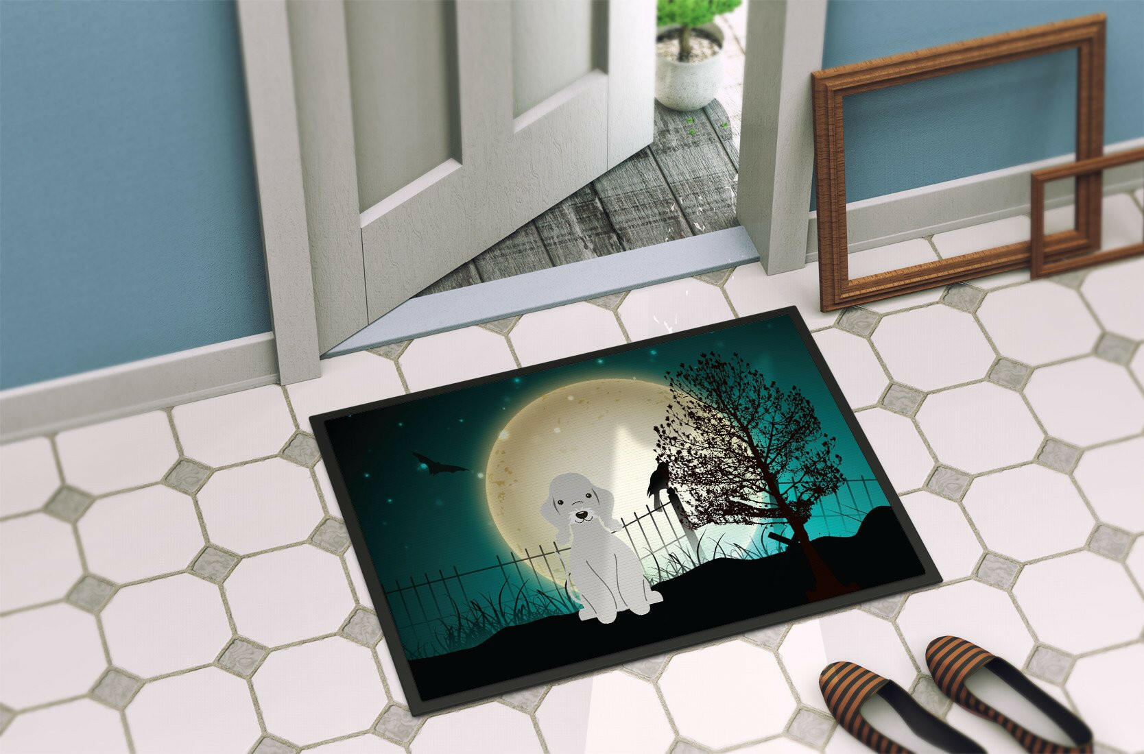 Halloween Scary Bedlington Terrier Blue Indoor or Outdoor Mat 24x36 BB2280JMAT - the-store.com