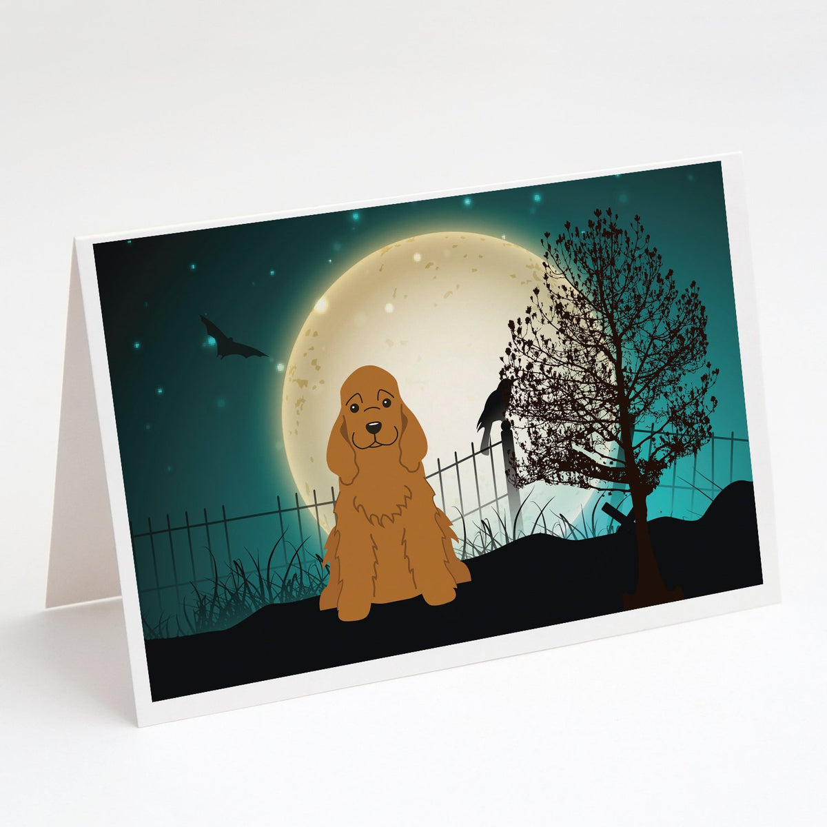 Buy this Halloween Scary Cocker Spaniel Red Greeting Cards and Envelopes Pack of 8