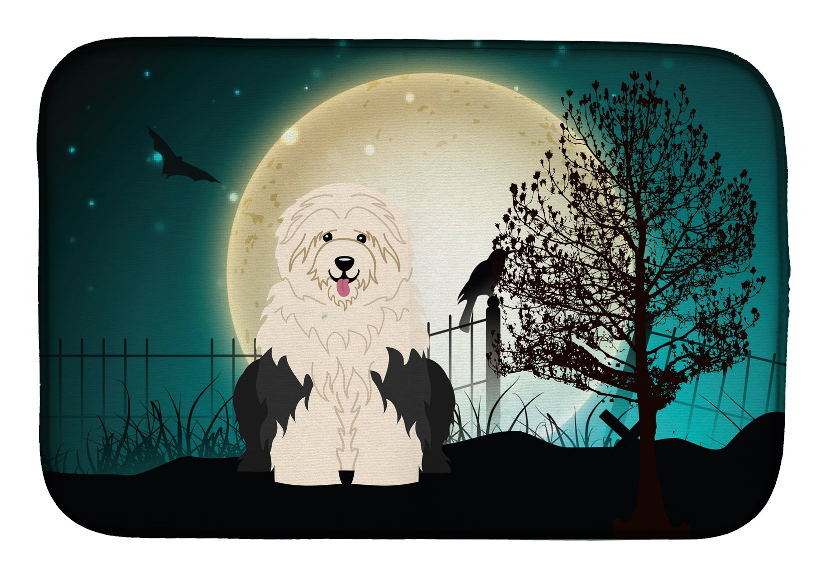 Halloween Scary Old English Sheepdog Dish Drying Mat BB2286DDM  the-store.com.