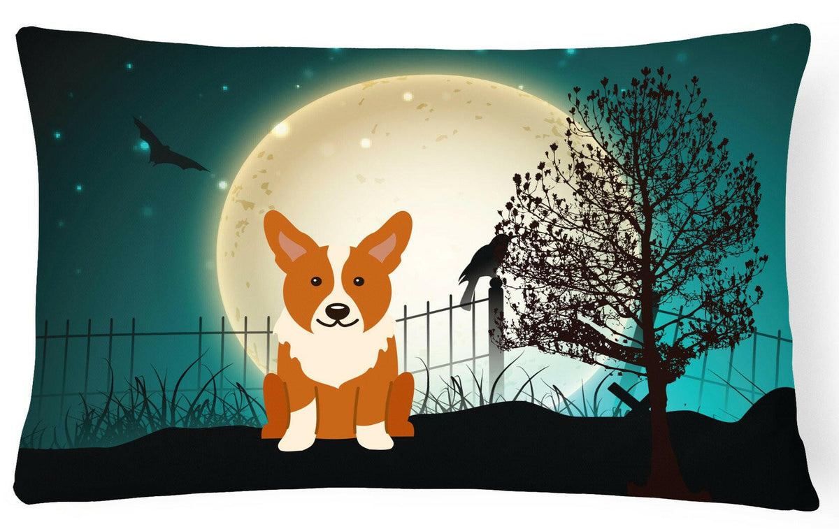 Halloween Scary Corgi Canvas Fabric Decorative Pillow BB2290PW1216 by Caroline&#39;s Treasures