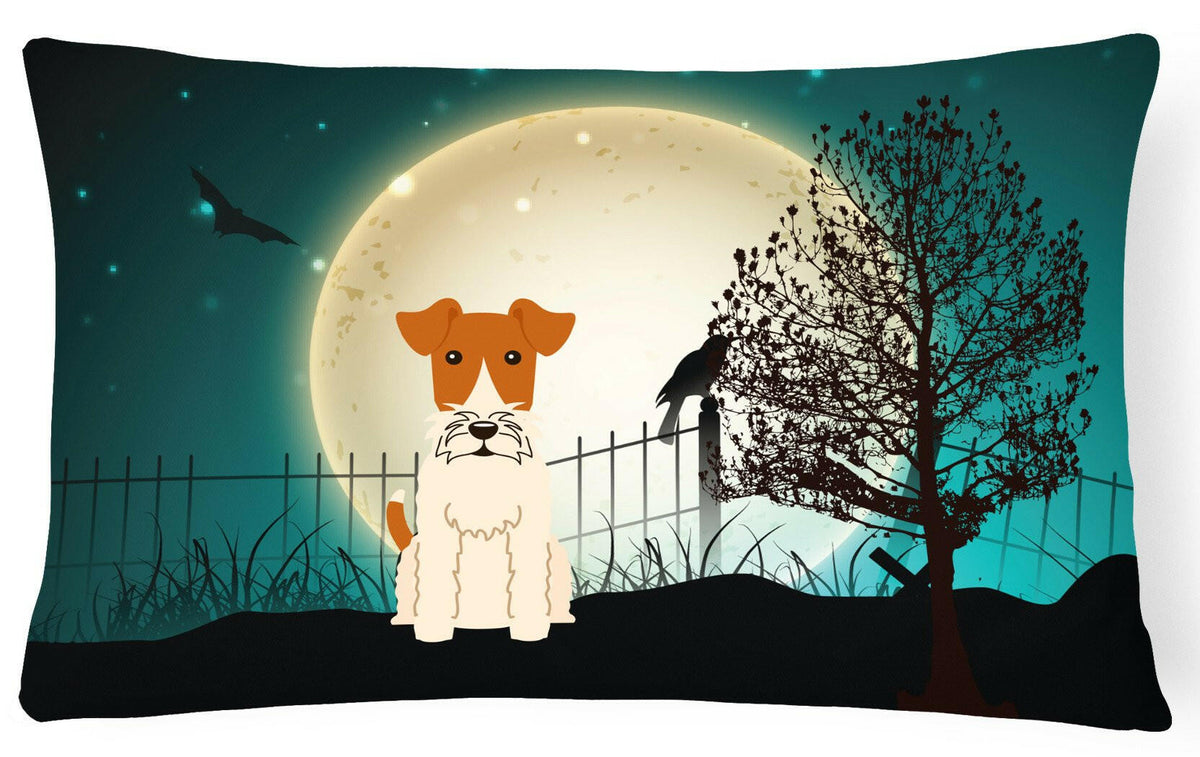Halloween Scary Wire Fox Terrier Canvas Fabric Decorative Pillow BB2291PW1216 by Caroline&#39;s Treasures